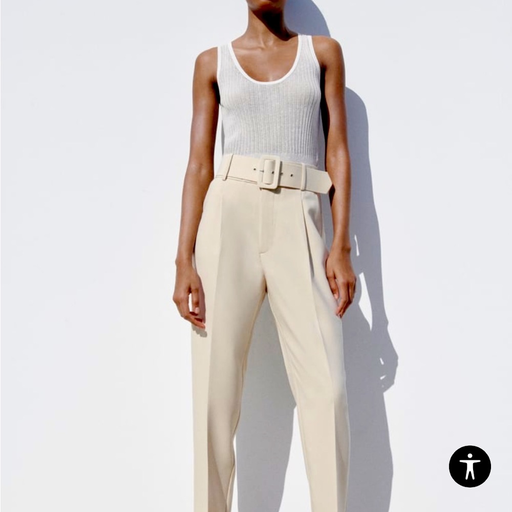 Zara High Rise Strain Leg Pants with Belt